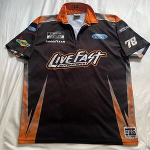 LIVE FAST Motorsports Black and Orange NASCAR Polo Jersey